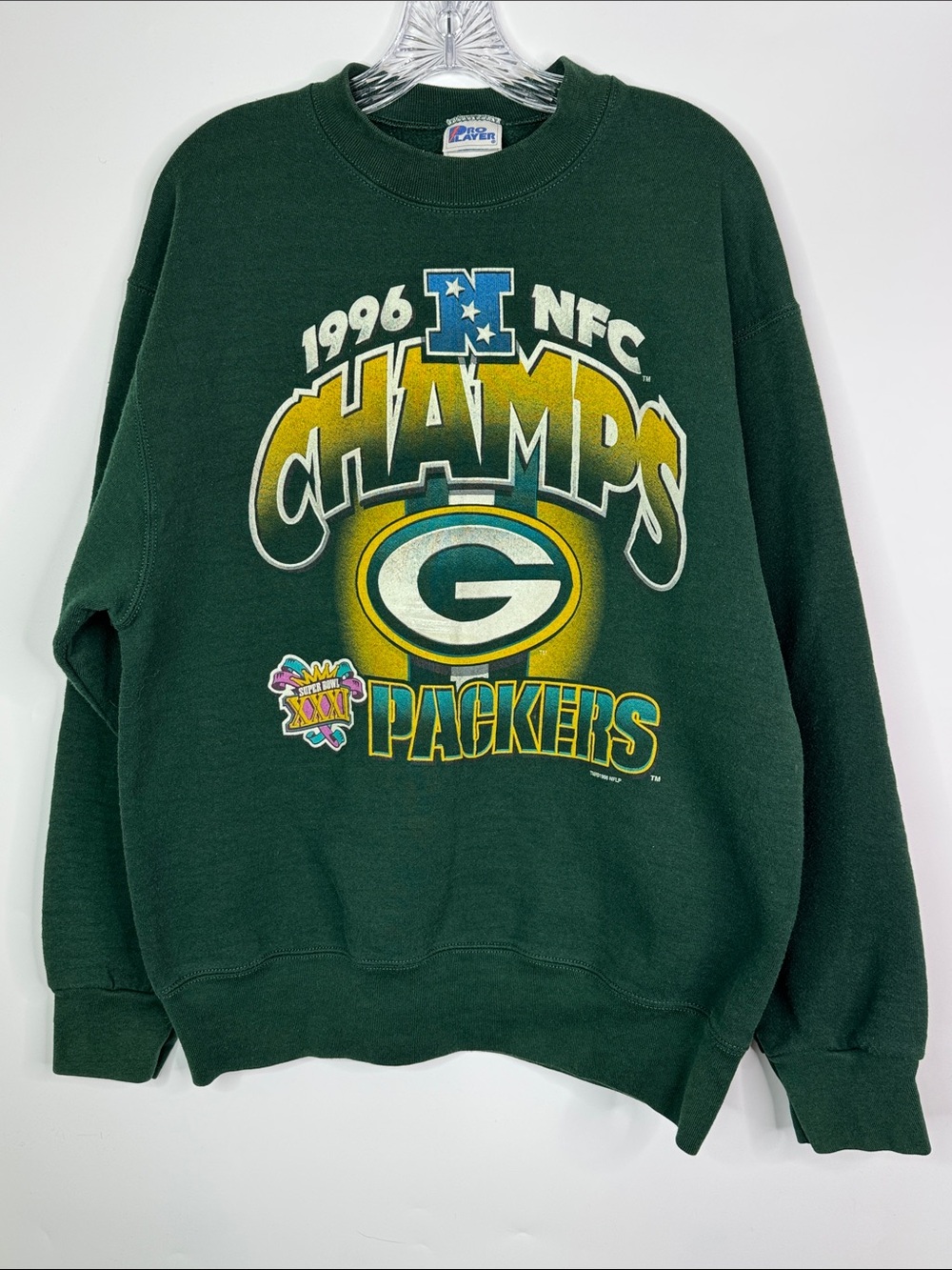 Vintage Pro Player Green Bay Packers NFC 1996 Champs Crew Sweatshirt 1996 Large